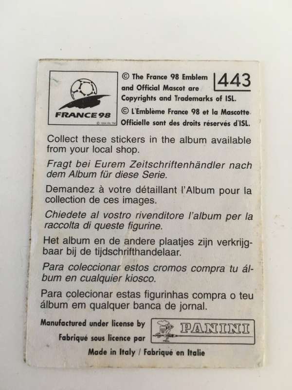 SOCCER PANNINI STICKER NO. 443