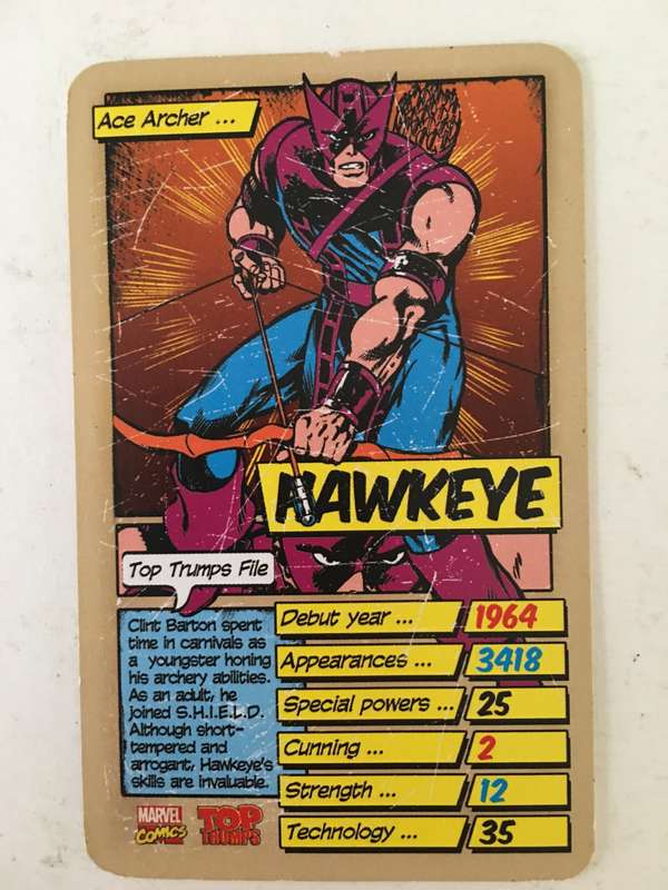 VINTAGE DC / MARVEL TOPPS TRADING CARD - HAWKEYE