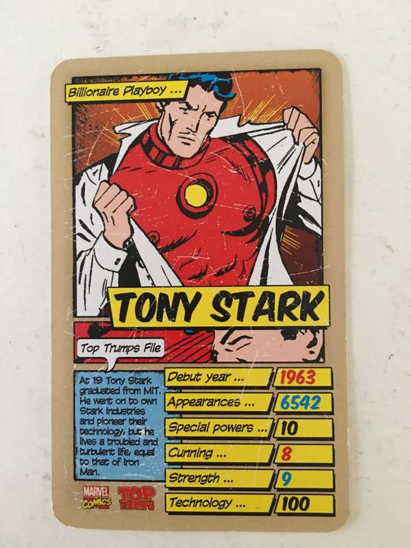 VINTAGE DC / MARVEL TOPPS TRADING CARD - TONY STARK