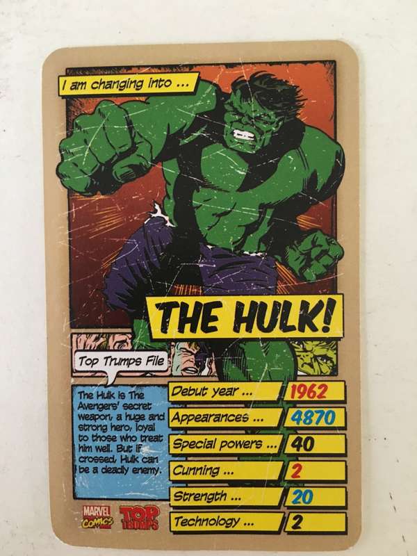 VINTAGE DC / MARVEL TOPPS TRADING CARD - THE HULK