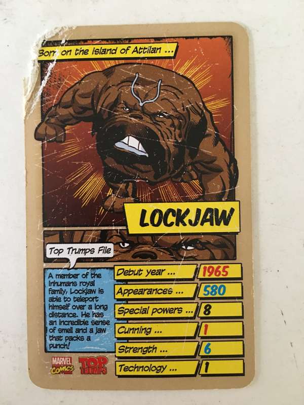 VINTAGE DC / MARVEL TOPPS TRADING CARD - LOCKJAW DAMAGED CORNER