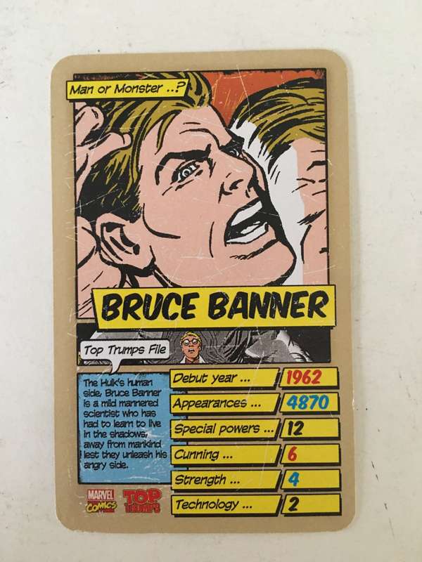 VINTAGE DC / MARVEL TOPPS TRADING CARD - BRUCE BANNER