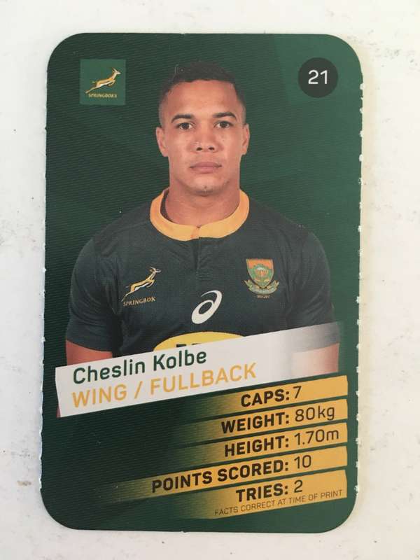 SPRINGBOK TRADING CARD  - PICK N PAY SUPER CARDS - NO. 21 -