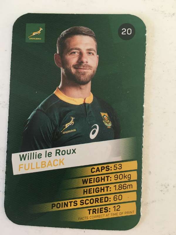 SPRINGBOK TRADING CARD  - PICK N PAY SUPER CARDS - NO. 20 -