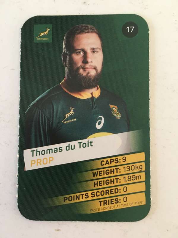 SPRINGBOK TRADING CARD  - PICK N PAY SUPER CARDS - NO. 17 -
