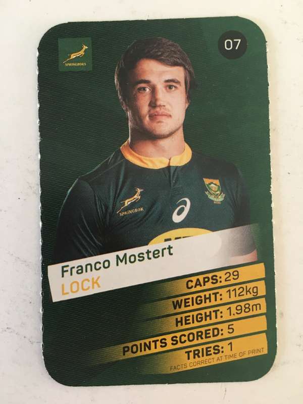 SPRINGBOK TRADING CARD  - PICK N PAY SUPER CARDS - NO. 7 -