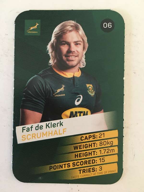SPRINGBOK TRADING CARD  - PICK N PAY SUPER CARDS - NO. 6 -