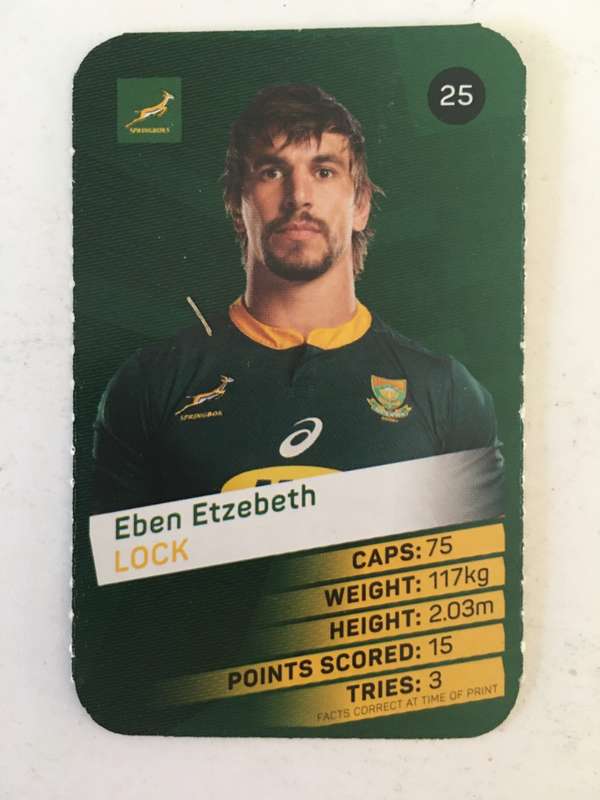 SPRINGBOK TRADING CARD  - PICK N PAY SUPER CARDS - NO. 25 -
