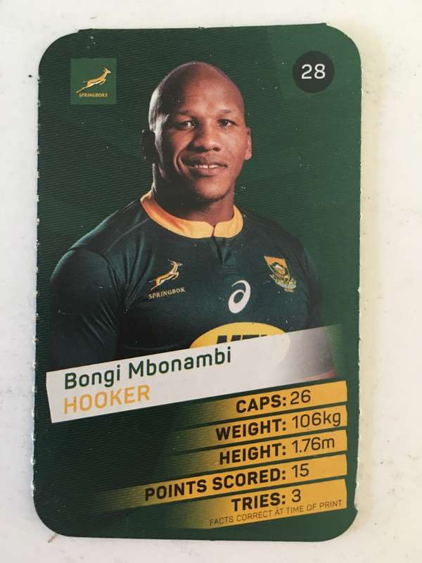 SPRINGBOK TRADING CARD  - PICK N PAY SUPER CARDS - NO. 28 -