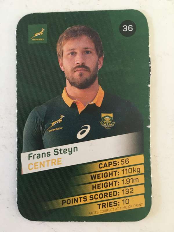 SPRINGBOK TRADING CARD  - PICK N PAY SUPER CARDS - NO. 36 -