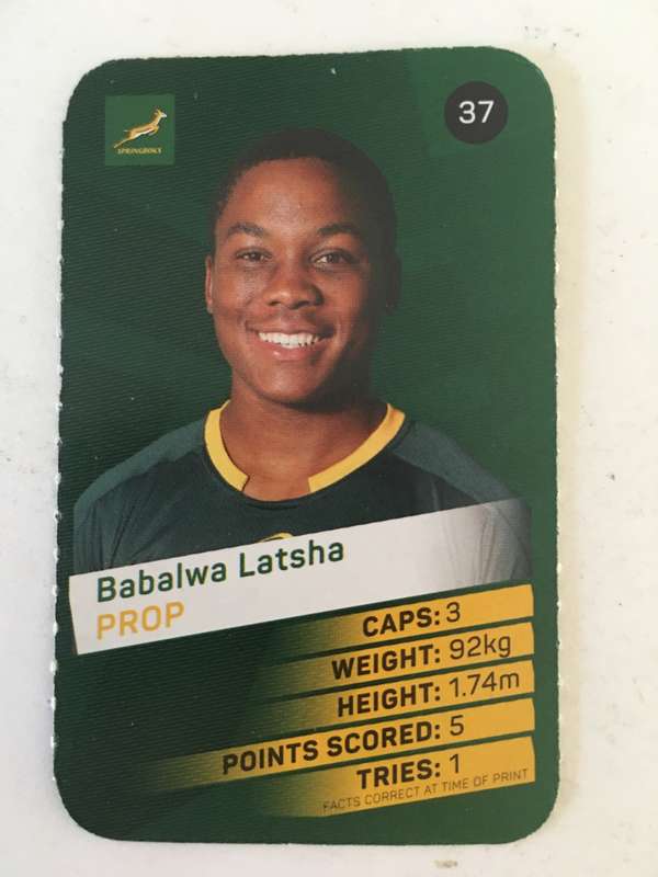 SPRINGBOK TRADING CARD  - PICK N PAY SUPER CARDS - NO. 37 -