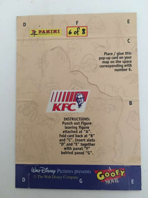 PANINI KFC TRADING CARD  -  A GOOFY MOVIE - NO. 6 - G'DAY MR BIGFOOT