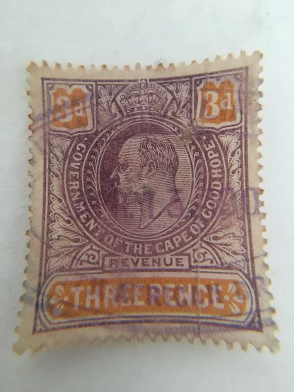 UNION OF SOUTH AFRICA LOVELY USED KING EDWARD 3D REVENUE STAMP