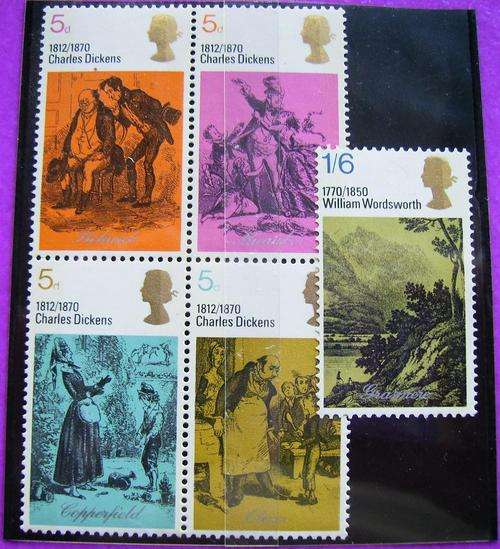 Dickens / Wordsworth 1970 mint stamps