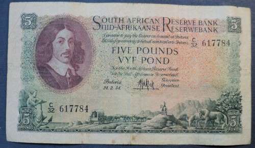 South Africa Banknotes - (lot of 2) - 5 Pounds - 10 Rand