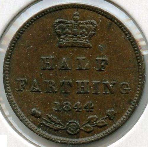 1844 BRITISH HALF FARTHING COPPER