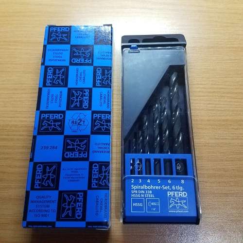 PFERD HSS Spiral Drill Set  STEEL: 6 Pcs (2.0mm to 6.0mm & 8.0mm)