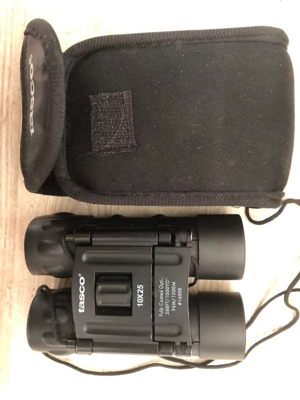 BULK DEAL- TWO TASCO AND ONE ULTRAOPTEC 10X25 POCKET BINOCULARS IN ORIGINAL POUCHES