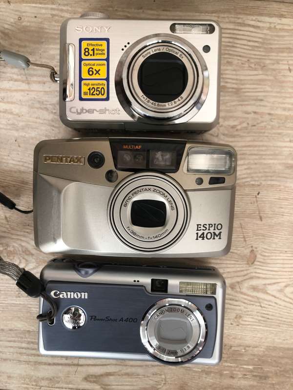 BULK DEAL - THREE CAMERAS ONE PENTAX ESPIO 140M ONE CANON POWERSHOT A400 AND ONE SONY CYPER-SHOT
