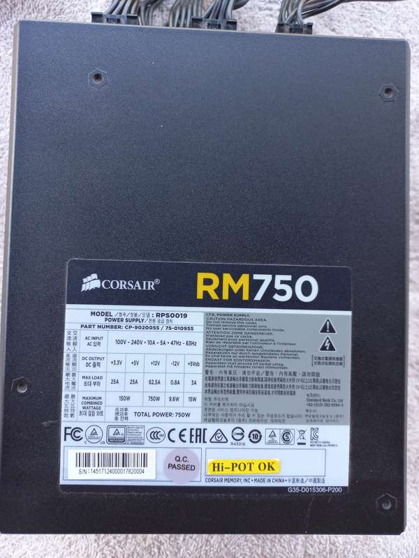 Corsair RM750  80+ Gold Fully Modular PSU