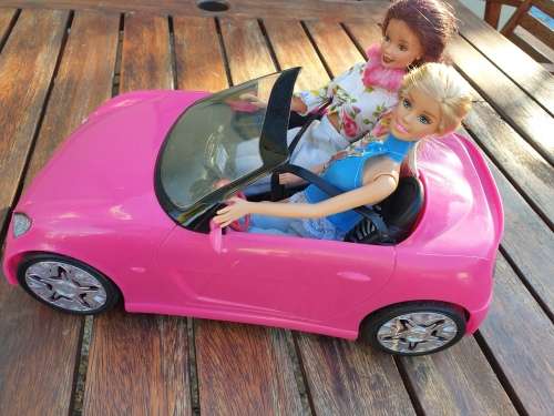 Barbie car and dolls