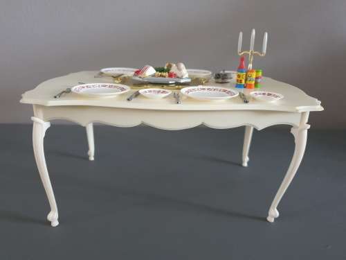 Sindy or Barbie dining table and accessories