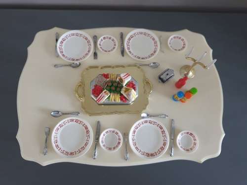 Sindy or Barbie dining table and accessories