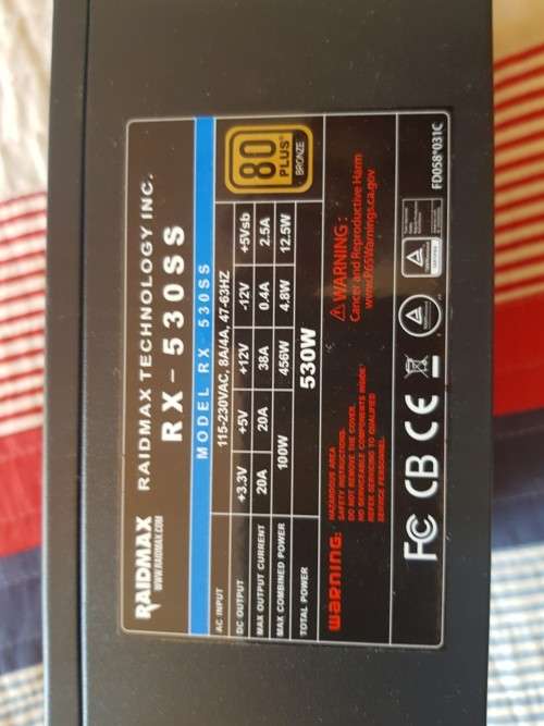 Raidmax 530w Bronze plus power supply