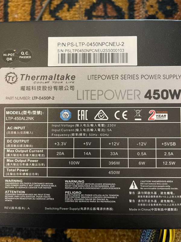 Thermaltake Lite power 450w as good as new