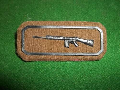 SADF .. TUPPER TYPE NUTRIA MARKSMAN QUAL. BADGE (PINS INTACT)