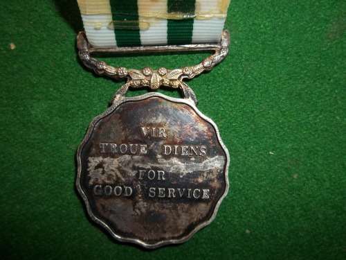 SADF 20 YEAR FAITHFULL SERVICE MEDAL (SILVER MARKED) NUMBERED