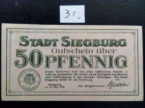 GERMANY .. NOTGELD ..  50 PFENNIG.. 1921