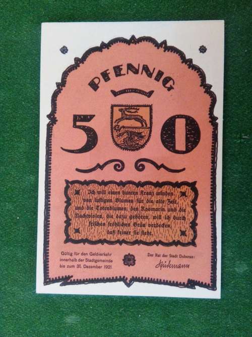 GERMANY .. NOTGELD ..  50 PFENNIG 1921 ... DOBERANER