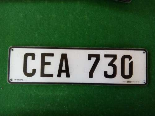 VEHICLE REGISTRATION NUMBER PLATE. CAPE
