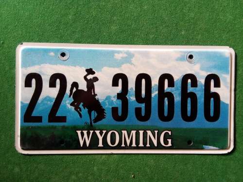 ORIGINAL USA WYOMING VEHICLE REGISTRATION NUMBER PLATE