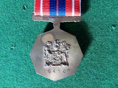 SADF .. PRO PATRIA MEDAL (full size) earlier type with seperately attached front enamel badge