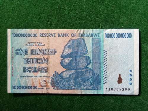 ZIMBABWE 100 TRILLION DOLLARS 2008 .. VERY GOOD CIRCULATED