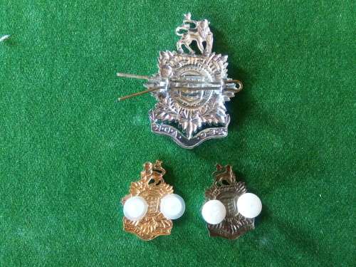 SADF .. A.S.C. CAP AND COLLAR BADGES SET (COLLAR BADGES PLATED)
