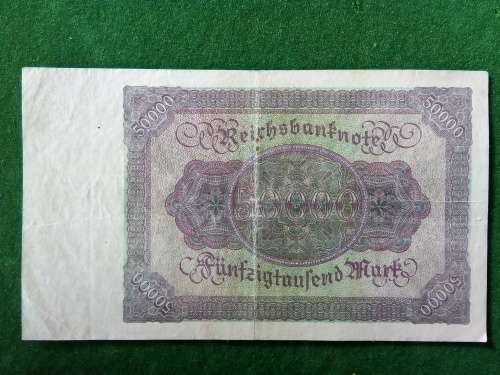 GERMANY 50 000 MARK 1922 .. GOOD CIRCULATED (DAMAGE ON FACE)