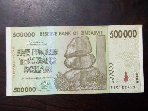 ZIMBABWE 500 000 DOLLARS 2008 ... VERY GOOD CIRCULATED