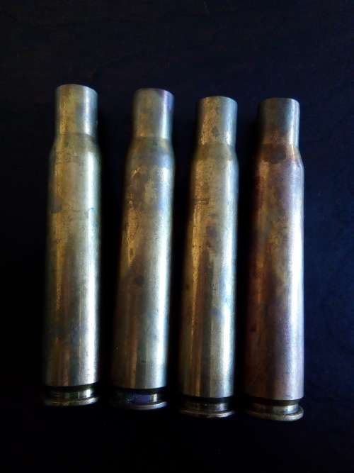 SADF .. LOT OF 4 X BORDER WAR ERA .50 SPENT CARTRIDGES