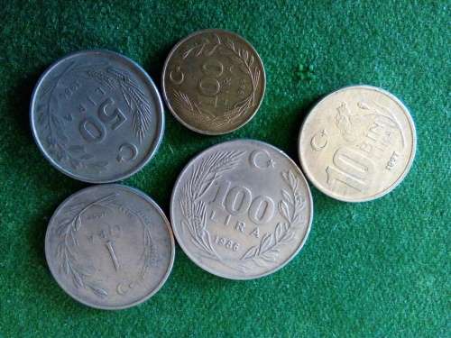 LOT OF 5 TURKEY COINS ... CIRCULATED