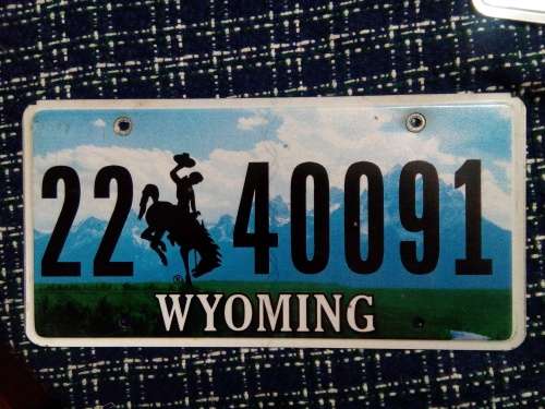 USA ORIGINAL WYOMING VEHICLE REGISTRATION NUMBER PLATE
