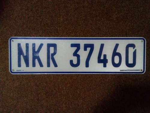 VEHICLE REGISTRATION NUMBER PLATE  ... KWAZULU NATAL .. Perspex
