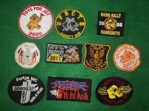LOT OF 10 MOTORCYCLE BIKER RALLY BADGES