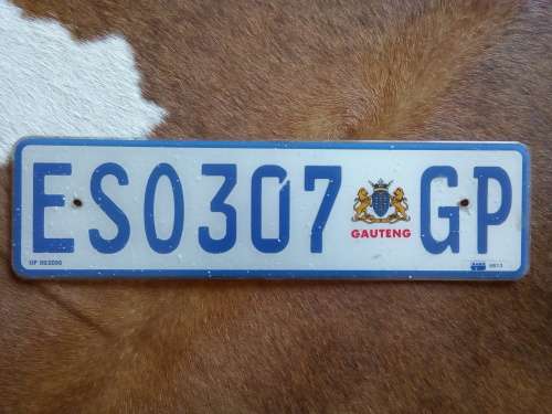VEHICLE REGISTRATION NUMBER PLATE  .. GAUTENG PROVINCE .. PERSPEX