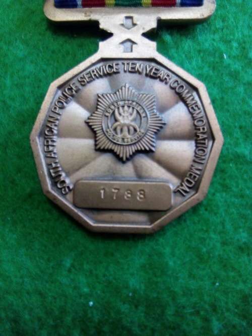 SA POLICE 10 YEAR COMMEMORATION MEDAL  ... FULL SIZE .. NUMBERED 1788
