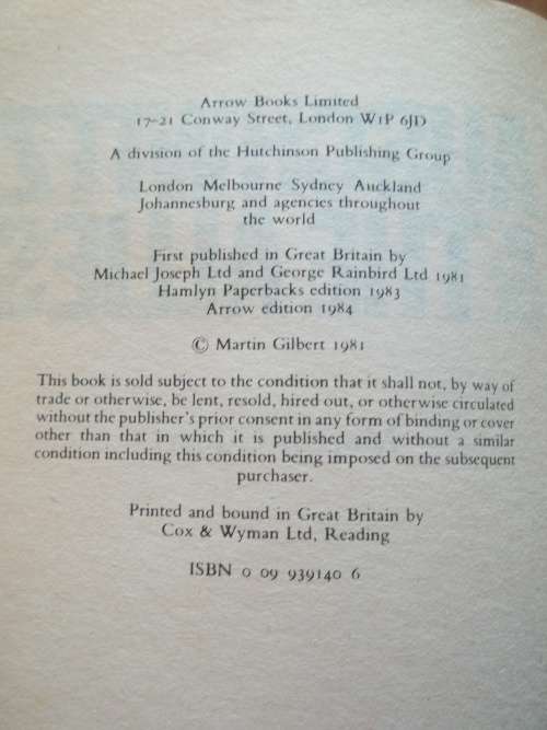 AUSCHWITZ & THE ALLIES - MARTIN GILBERT .. SOFTCOVER