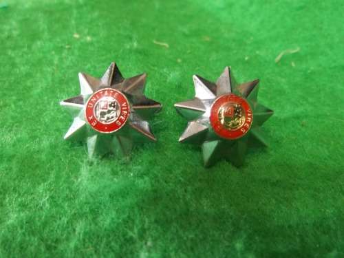SADF / SANDF 2 X SMALL 9 POINT STAR PIPS (COAT OF ARMS) - PINS INTACT