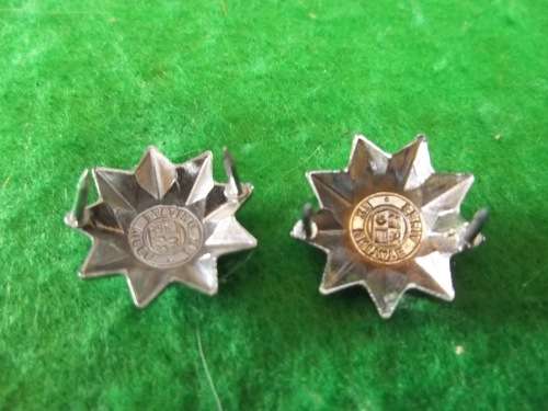 SADF / SANDF 2 X SMALL 9 POINT STAR PIPS (COAT OF ARMS) - PINS INTACT